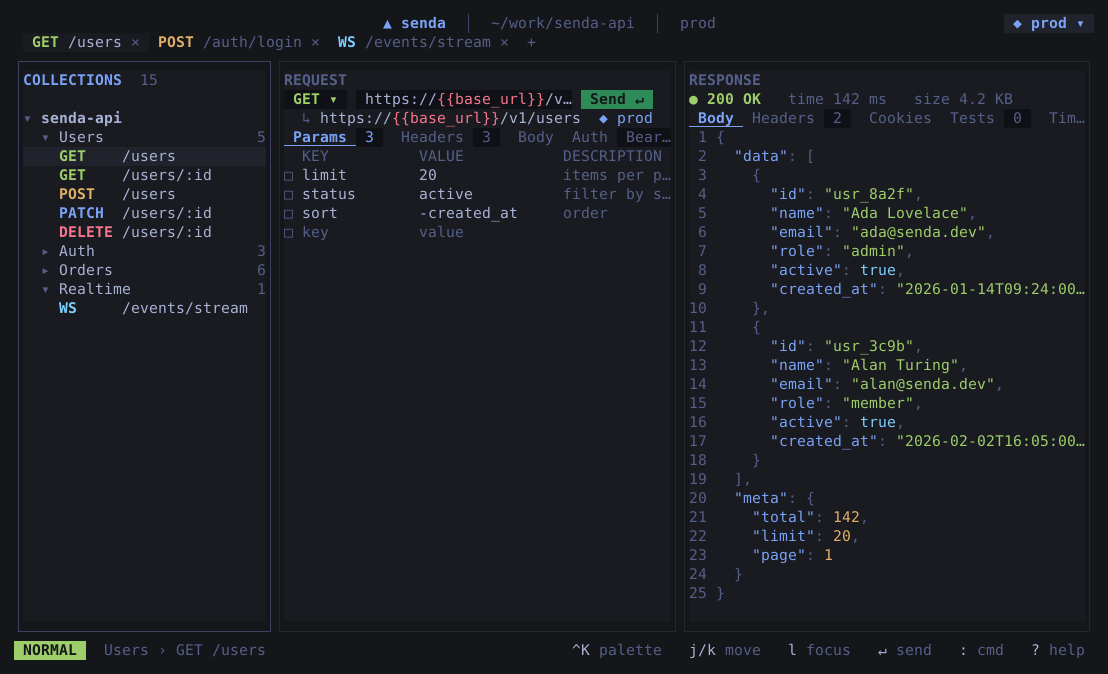 Senda terminal UI